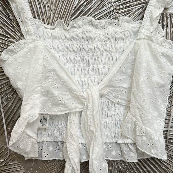 Cream Smocked Ruffle Tank Top - Picture 10 of 12